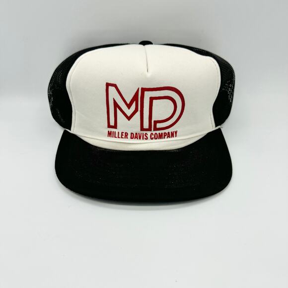 Vintage Miller Davis Company Hat Black Mesh Trucker Snapback 90s - Picture 1 of 4